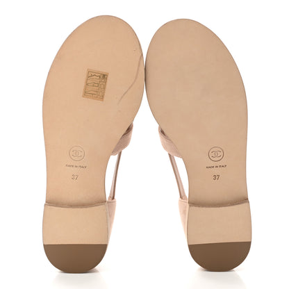 Chanel Suede Grosgrain Caged CC Sandals 37 Pink 5 of 10