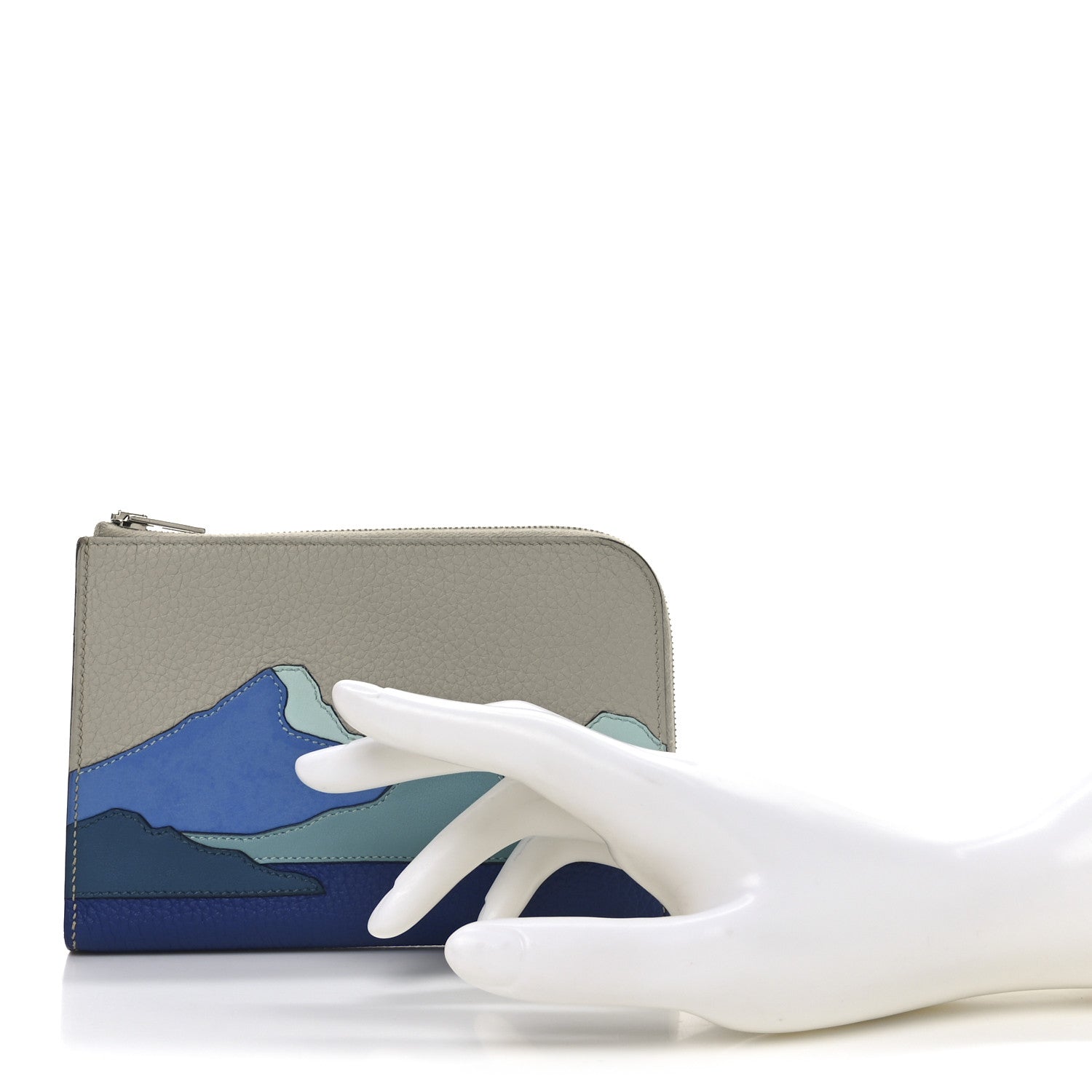 Hermes Togo Swift Endless Road Zip Wallet Gris Perle Bleu De Malte 3 of 8