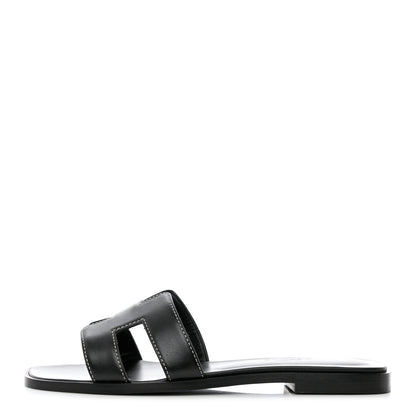 Hermes Box Calfskin Oran Sandals 36 Black 1 of 9