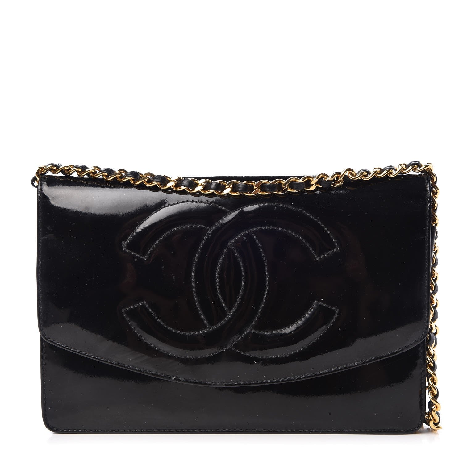 Chanel Patent Timeless CC Wallet On Chain WOC Black 1 of 9