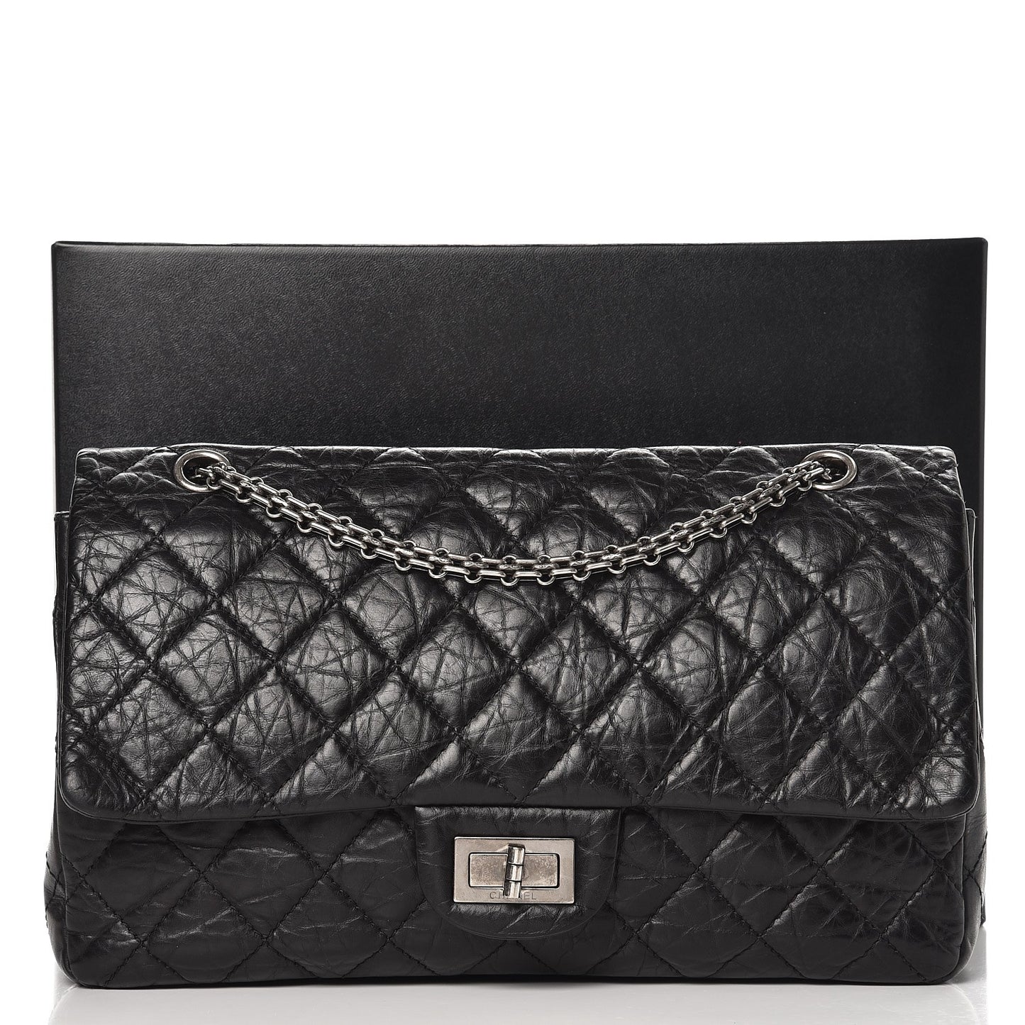 Aged Calfskin Quilted 2.55 Reissue 227 Flap Black