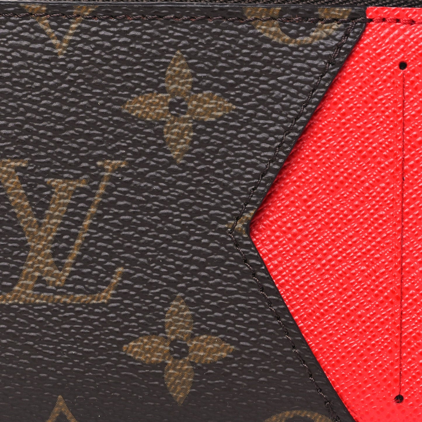 Monogram Zipped Romy Card Holder Red