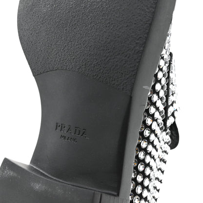 Prada Satin Crystal Metal Triangle Logo 50mm Loafers 36.5 Cristal 7 of 9