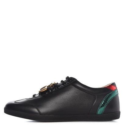 Gucci Calfskin Metallic Ayers Mens Bambi GG Sneakers 7.5 Black Red Flame Verde 1 of 9