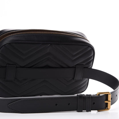 Gucci Calfskin Matelasse Mens GG Marmont Belt Bag 80 32 Black 12 of 13