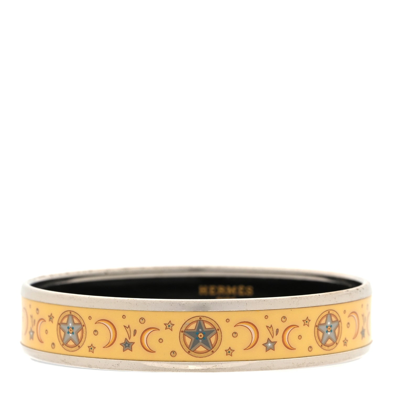 Hermes Enamel Printed Medium Moon Stars Bracelet 65 Yellow 1 of 6