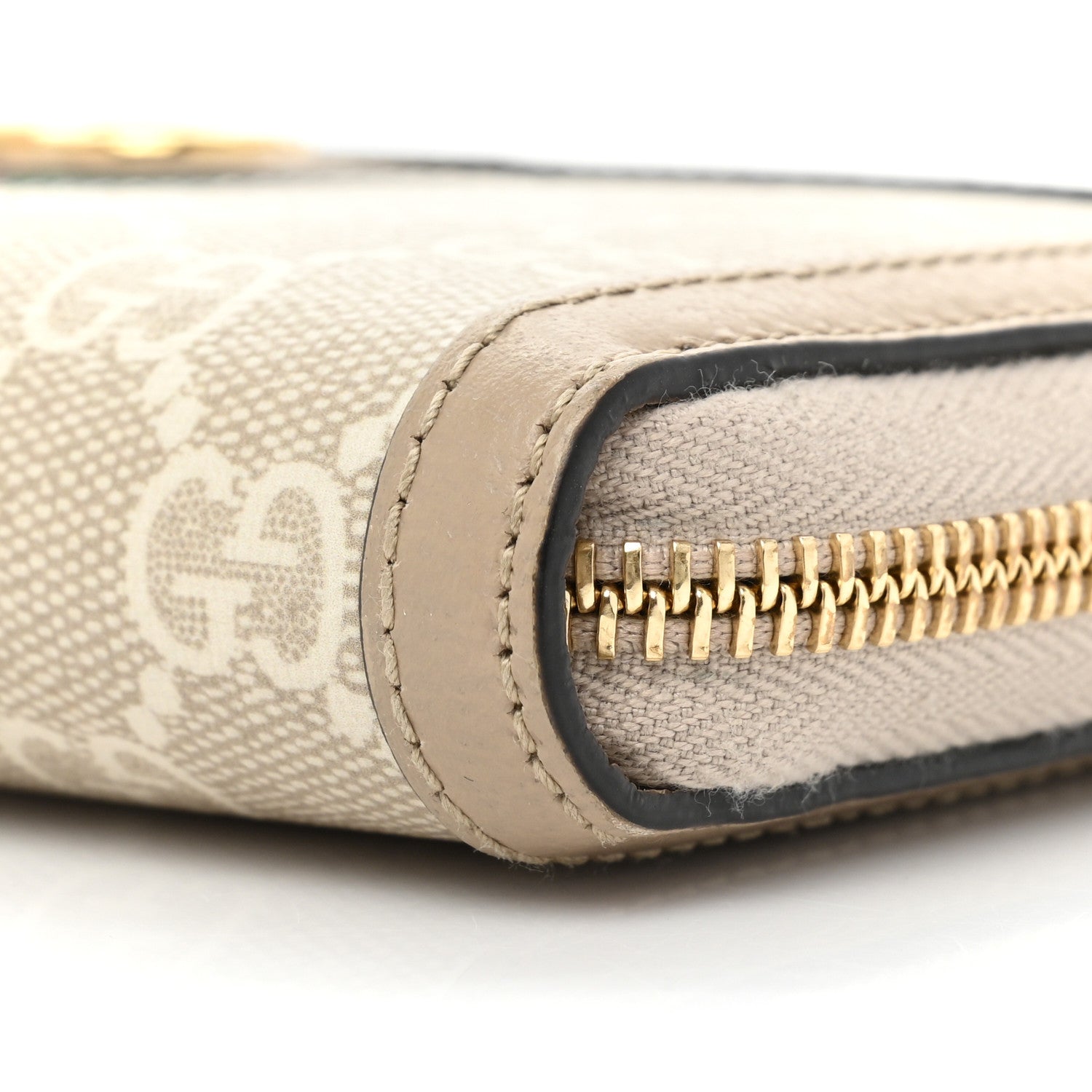 Gucci GG Supreme Monogram Textured Dollar Calfskin Web Ophidia Zip Around Wallet Beige Mystic White Oatmeal 11 of 11