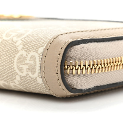 Gucci GG Supreme Monogram Textured Dollar Calfskin Web Ophidia Zip Around Wallet Beige Mystic White Oatmeal 11 of 11