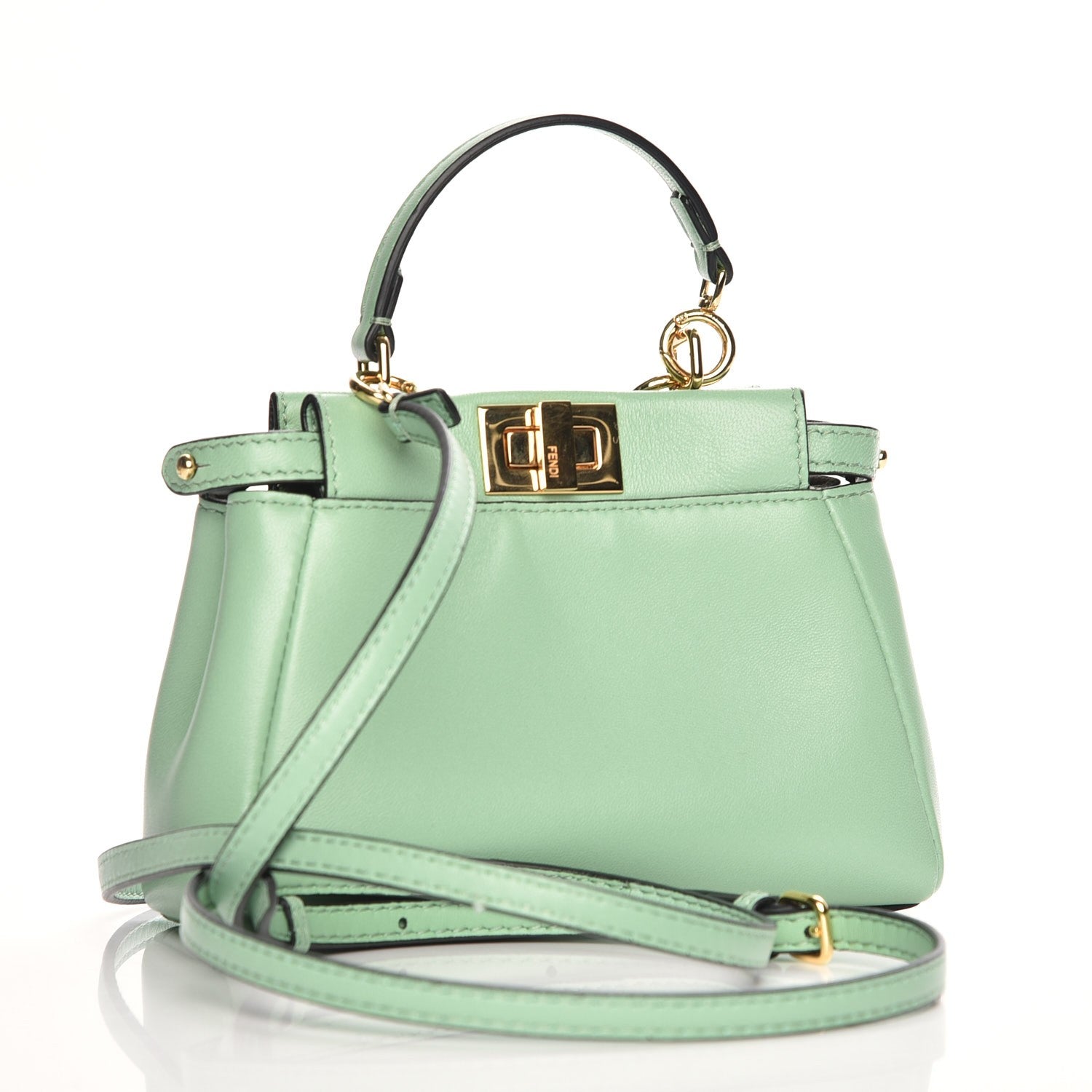 Fendi Shiny Nappa Micro Peekaboo Iconic Satchel Verde Acqua 4 of 9