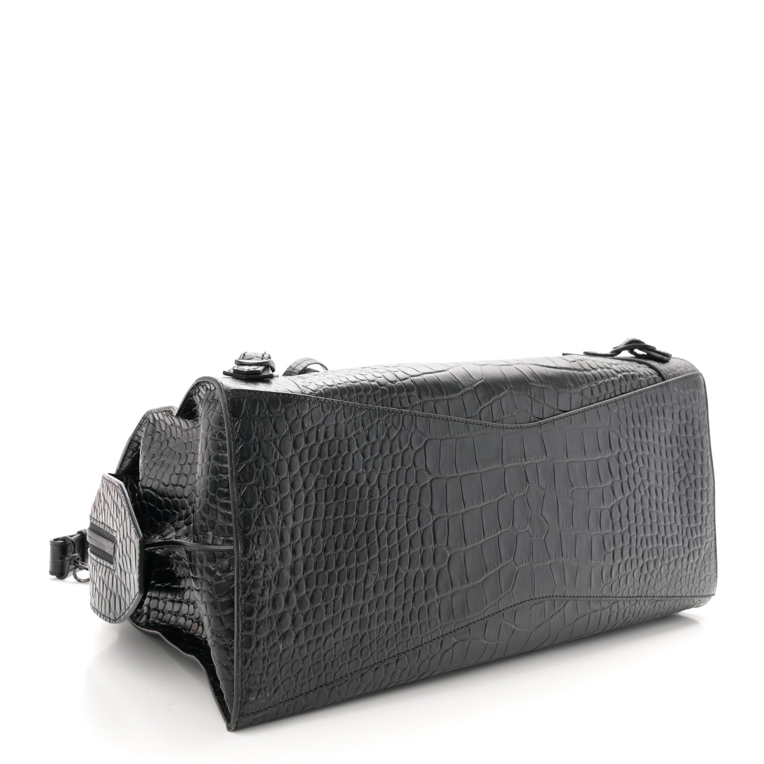Balenciaga Calfskin Crocodile Embossed Neo Classic Silver Hardware Medium City Black 4 of 10