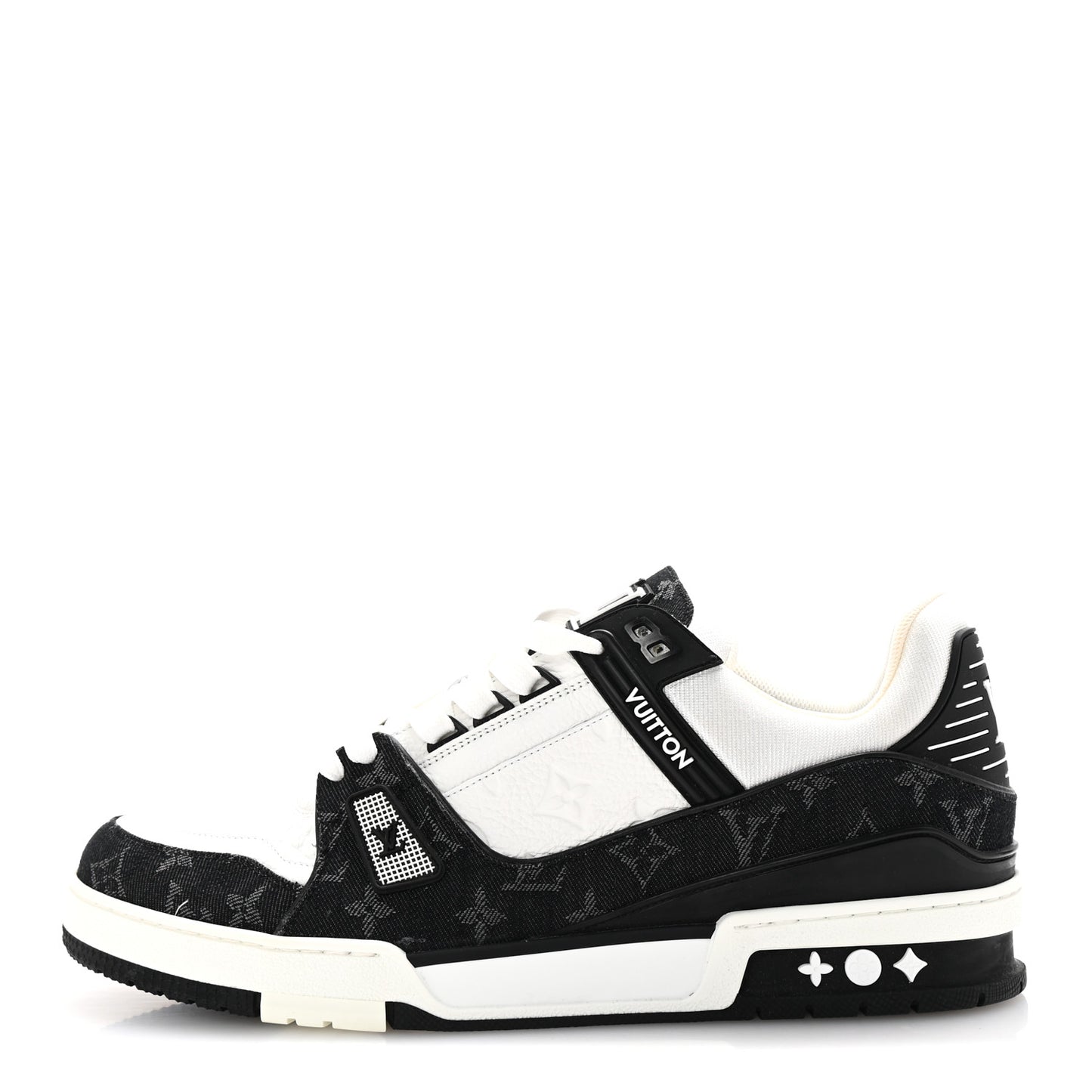 Calfskin Monogram Denim Mens LV Trainer Sneakers 11 Black