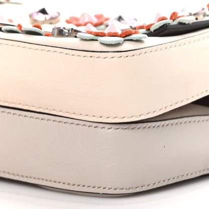 Fendi Vitello Dolce Crystal Flowerland Bi-Color Micro Double Baguette Camelia Grigio Polvere 9 of 9