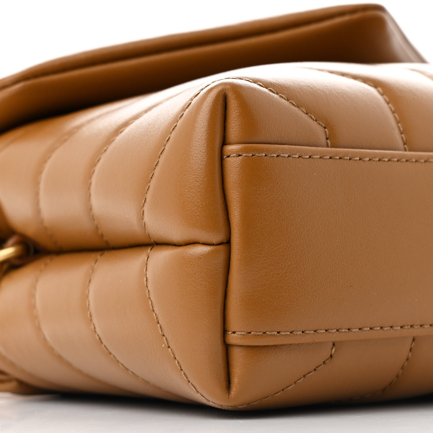 Saint Laurent Calfskin Y Quilted Monogram Toy Loulou Crossbody Bag Dark Natural 9 of 10