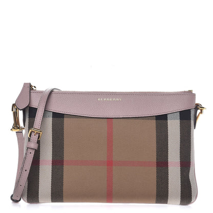 Burberry House Check Derby Peyton Crossbody Clutch Bag Pale Orchid 1 of 8
