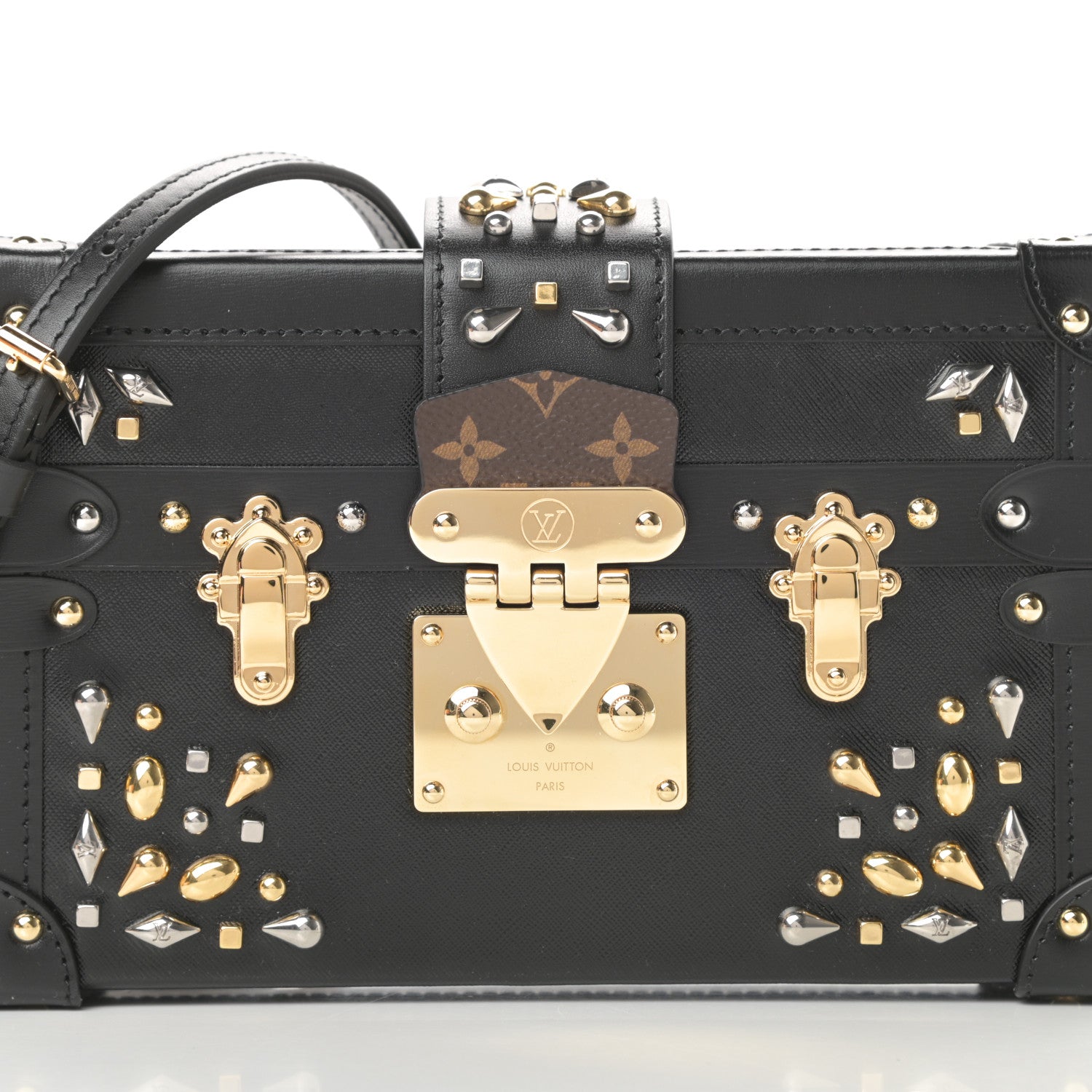 Louis Vuitton Monogram Taiga Studded Petite Malle Black 9 of 13