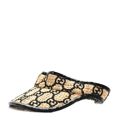 Gucci Raffia Elaphe GG Monogram Embroidered Afraa Visor M Ivory Black 1 of 7