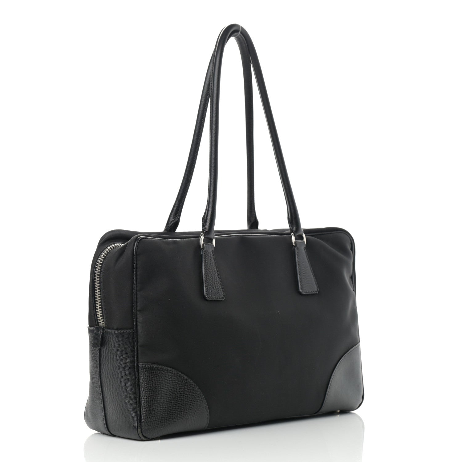 Prada Tessuto Nylon Saffiano Tote Black 3 of 15