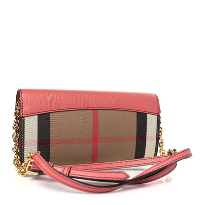 Burberry Grainy Calfskin House Check Henley Wallet On Chain Cinnamon Red 7 of 16