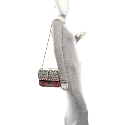 Valentino Garavani Vitello Crystal Embellished Medium Glam Lock Rockstud Flap Poudre 2 of 12