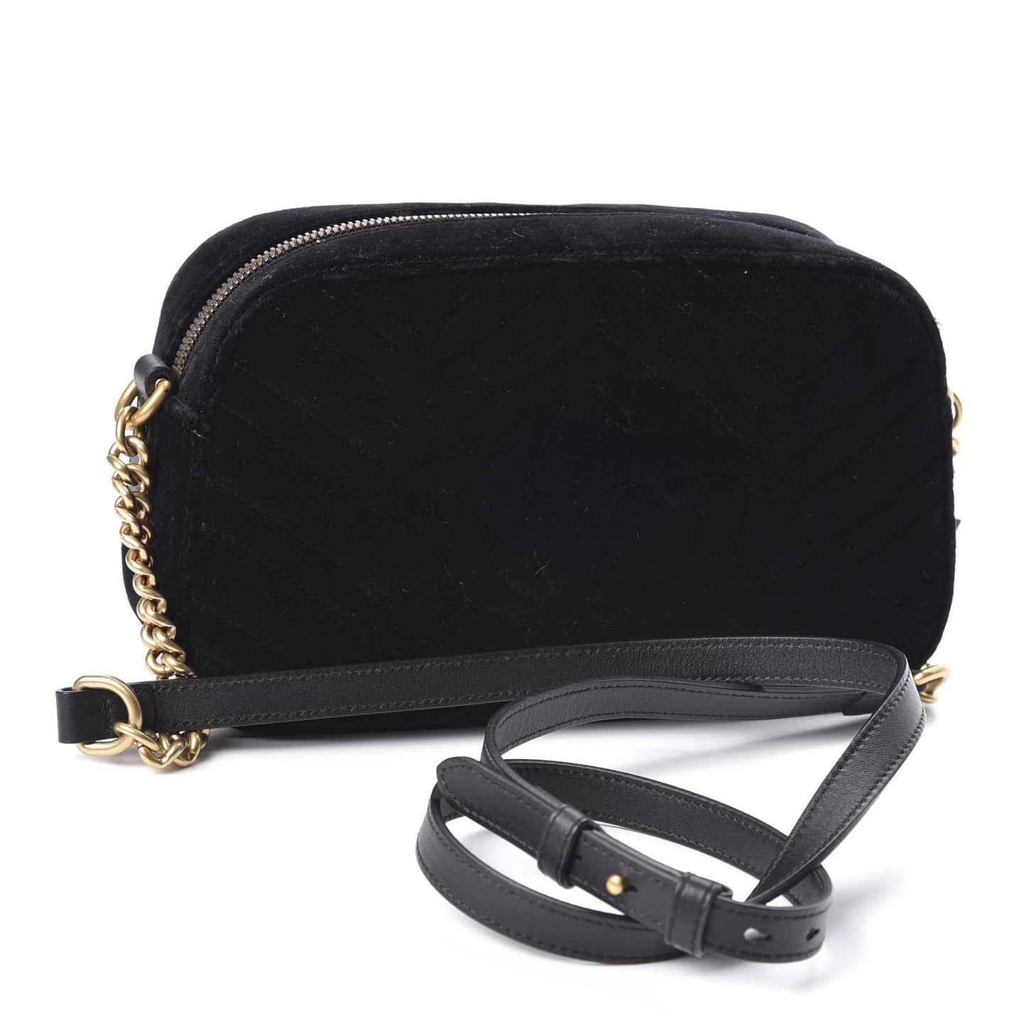 Velvet Matelasse Small GG Marmont Chain Shoulder Bag Black