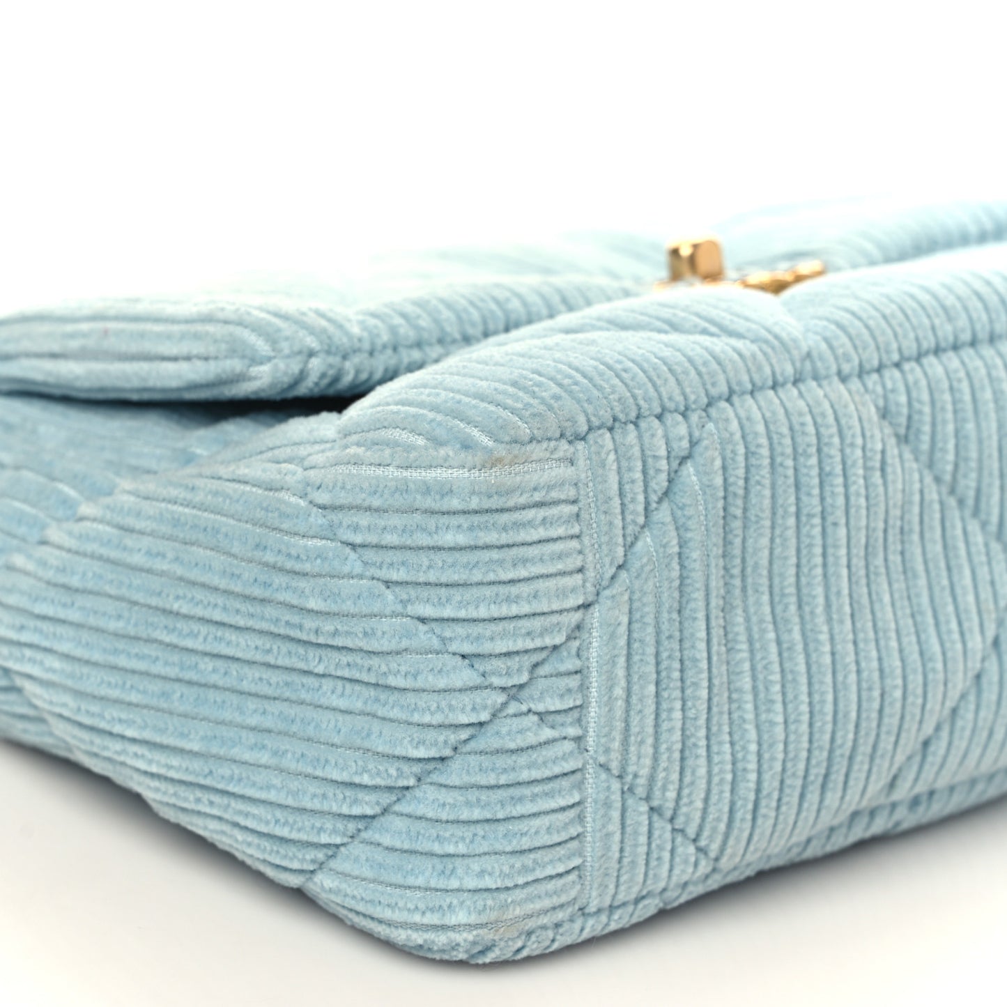 Corduroy Quilted Medium Chanel 19 Flap Light Blue