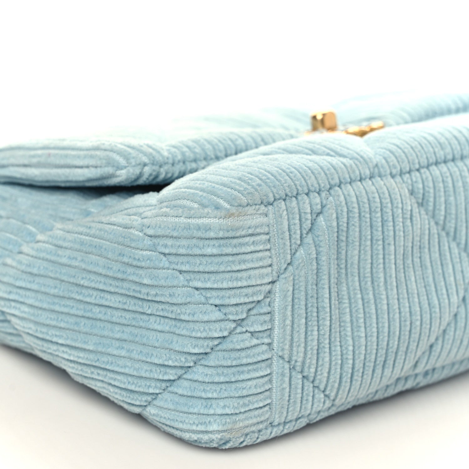 Chanel Corduroy Quilted Medium Chanel 19 Flap Light Blue 8 of 9