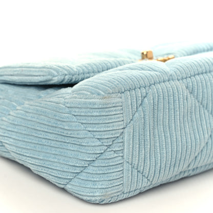 Chanel Corduroy Quilted Medium Chanel 19 Flap Light Blue 8 of 9