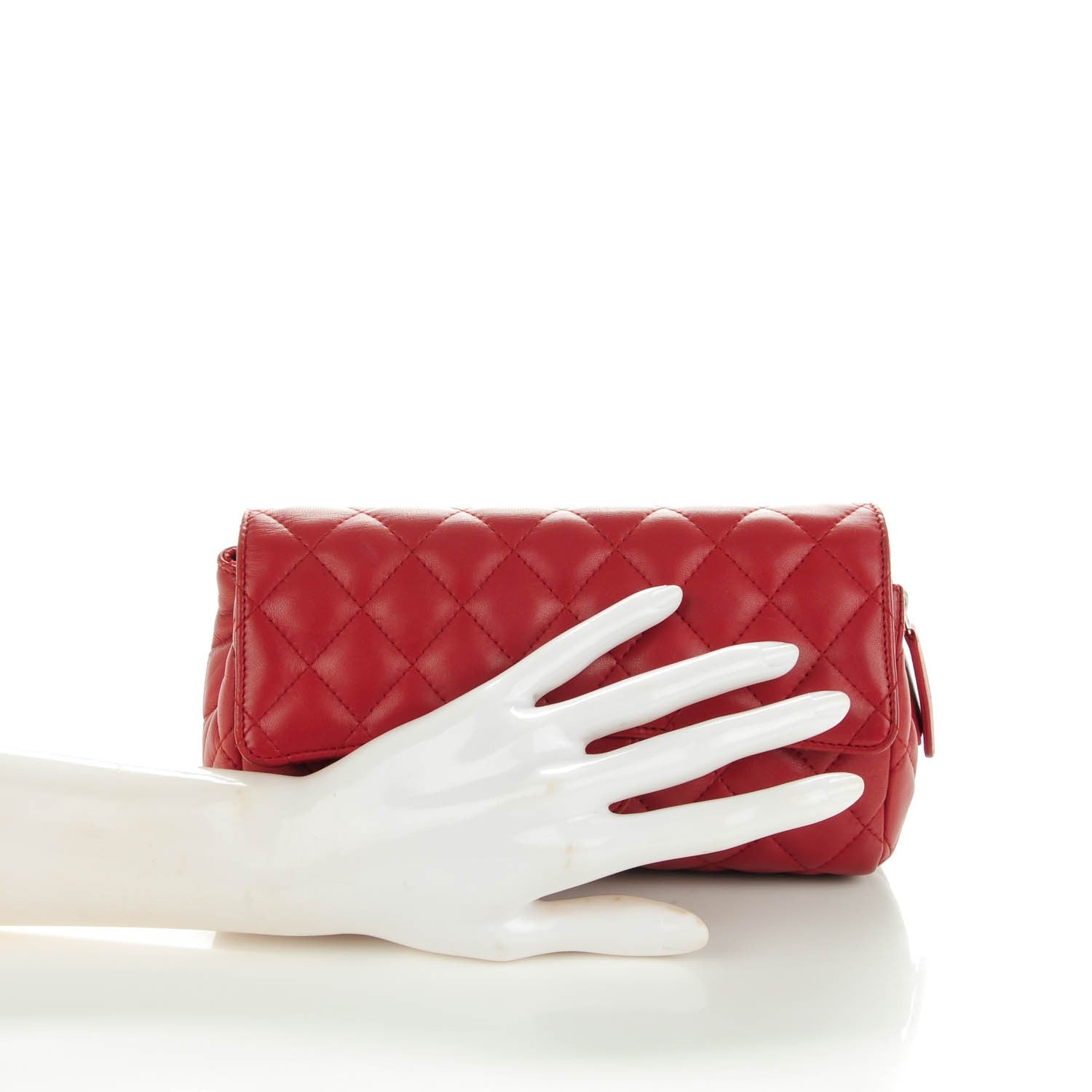 Chanel Lambskin Quilted Flap Cosmetic Case Red 2 of 8