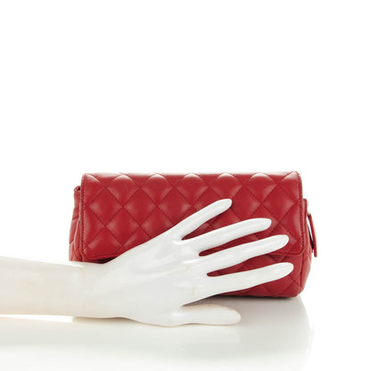 Chanel Lambskin Quilted Flap Cosmetic Case Red 2 of 8