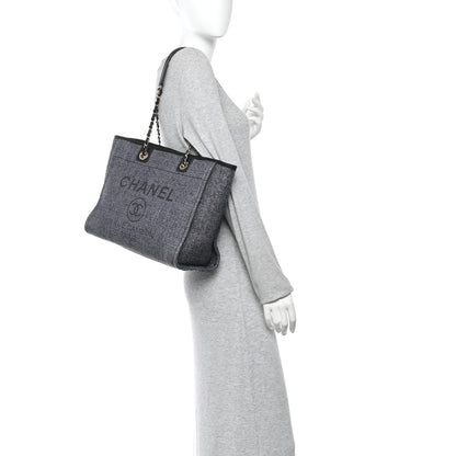 Chanel Woven Straw Raffia Small Deauville Tote Blue 2 of 10