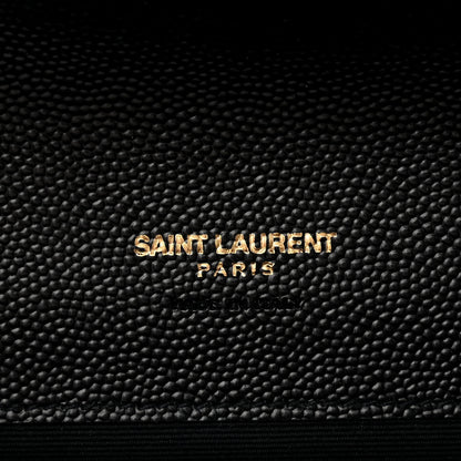 Saint Laurent Grain De Poudre Matelasse Chevron Monogram Envelope Clutch Black 6 of 7