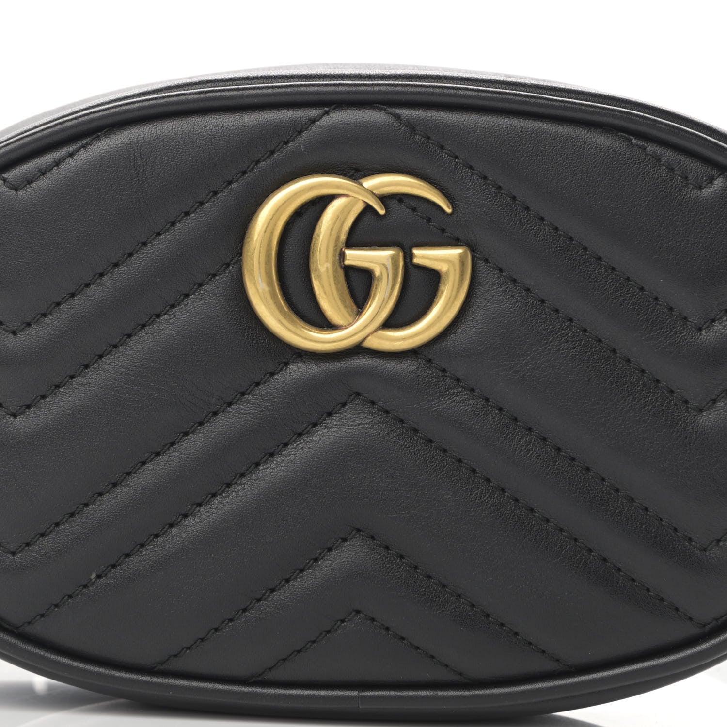 Gucci Calfskin Matelasse GG Marmont Belt Bag 85 34 Black 8 of 13
