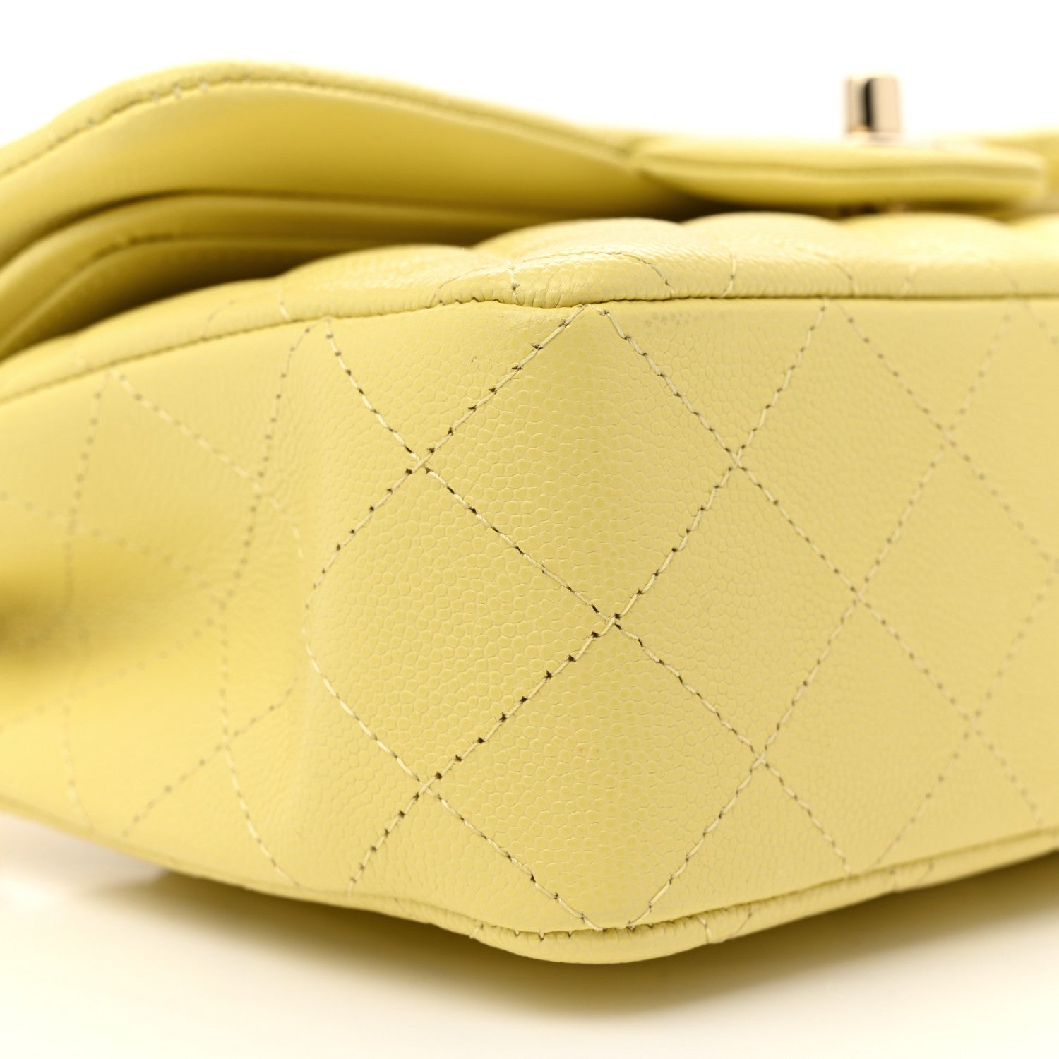 Chanel Caviar Quilted Small Double Flap Yellow 8 of 10