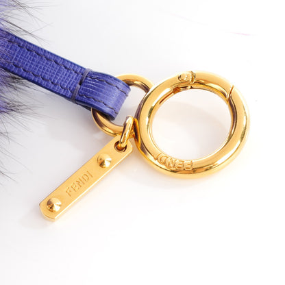 Fendi Fox Fur Vitello Elite Pom Pom Bag Charm Viola Cassis 3 of 4