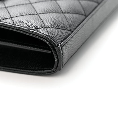 Saint Laurent Grain De Poudre Mixed Matelasse Triquilt Monogram Chain Wallet Black 12 of 13