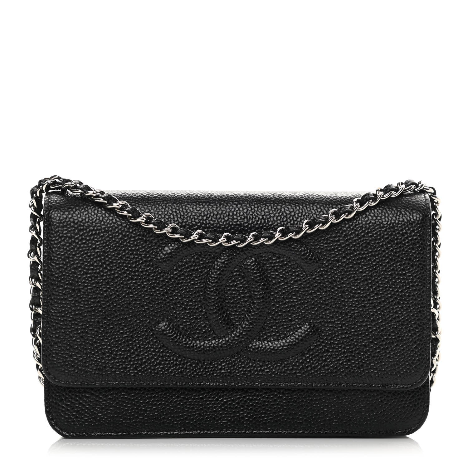 Chanel Caviar Timeless CC Wallet On Chain WOC Black 1 of 13