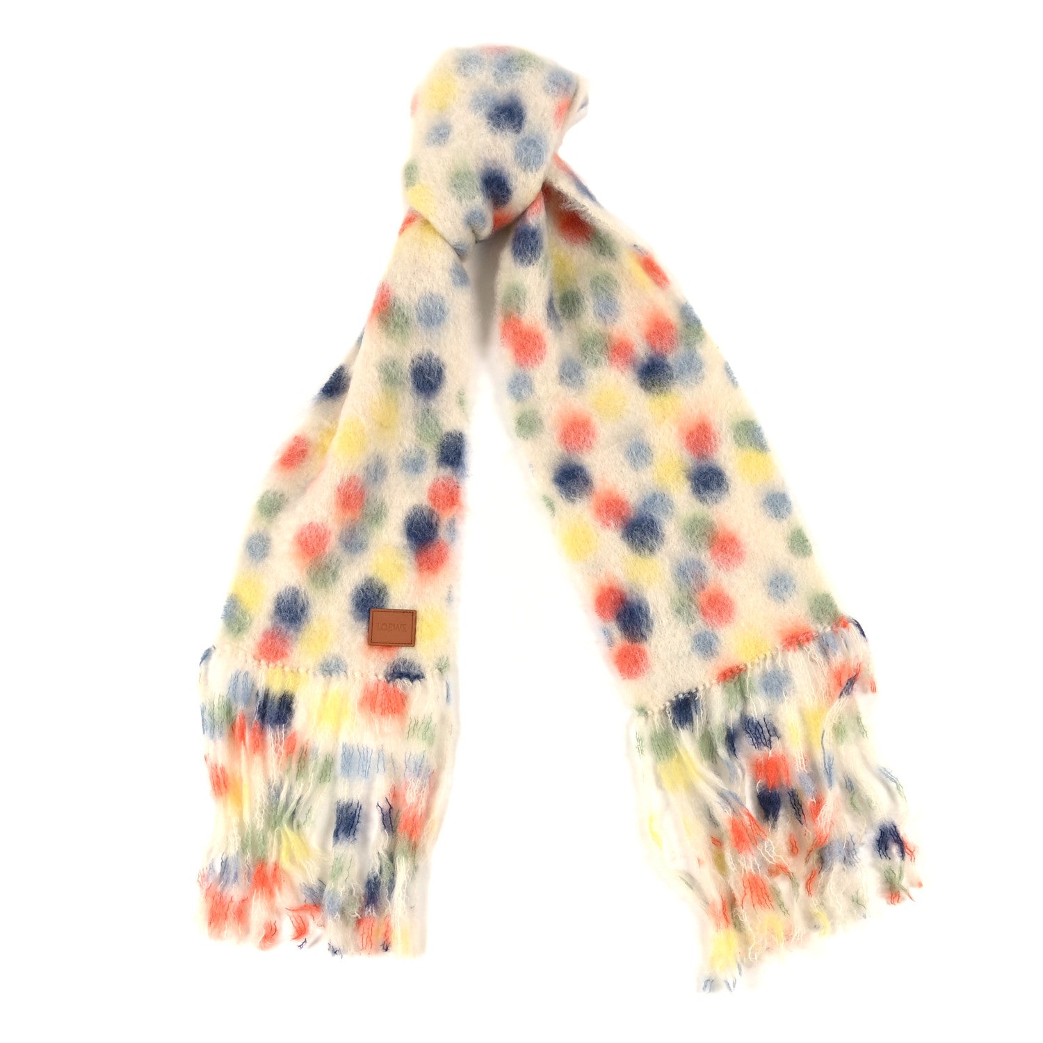 Loewe X SUNA FUJITA Mohair Wool Polka Dot Scarf White Multicolor 1 of 4