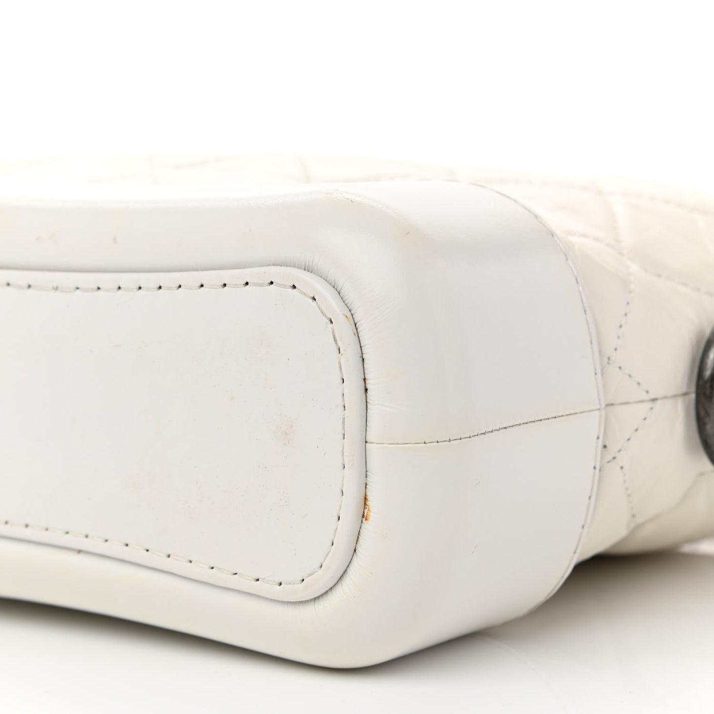 Aged Calfskin Quilted Small Gabrielle Hobo White