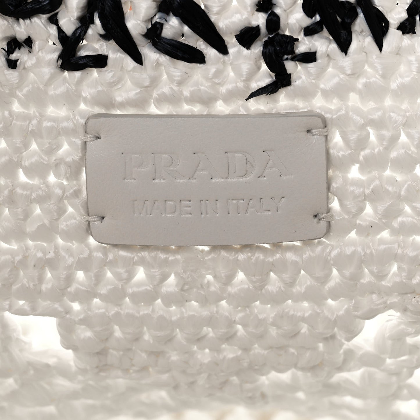 Yarn Raffia Effect Crochet Logo Embroidered Shopping Tote Bag White