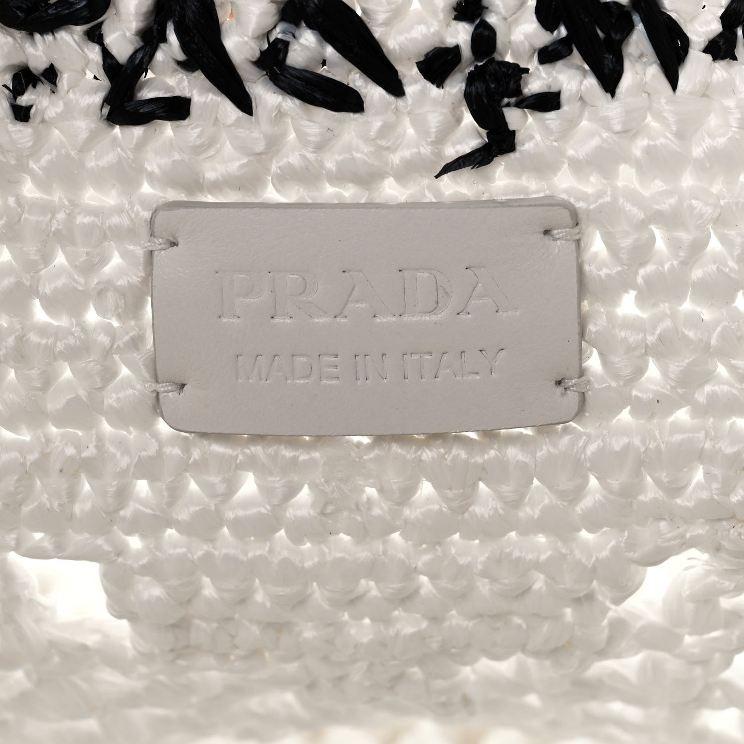 Prada Yarn Raffia Effect Crochet Logo Embroidered Shopping Tote Bag White 6 of 11