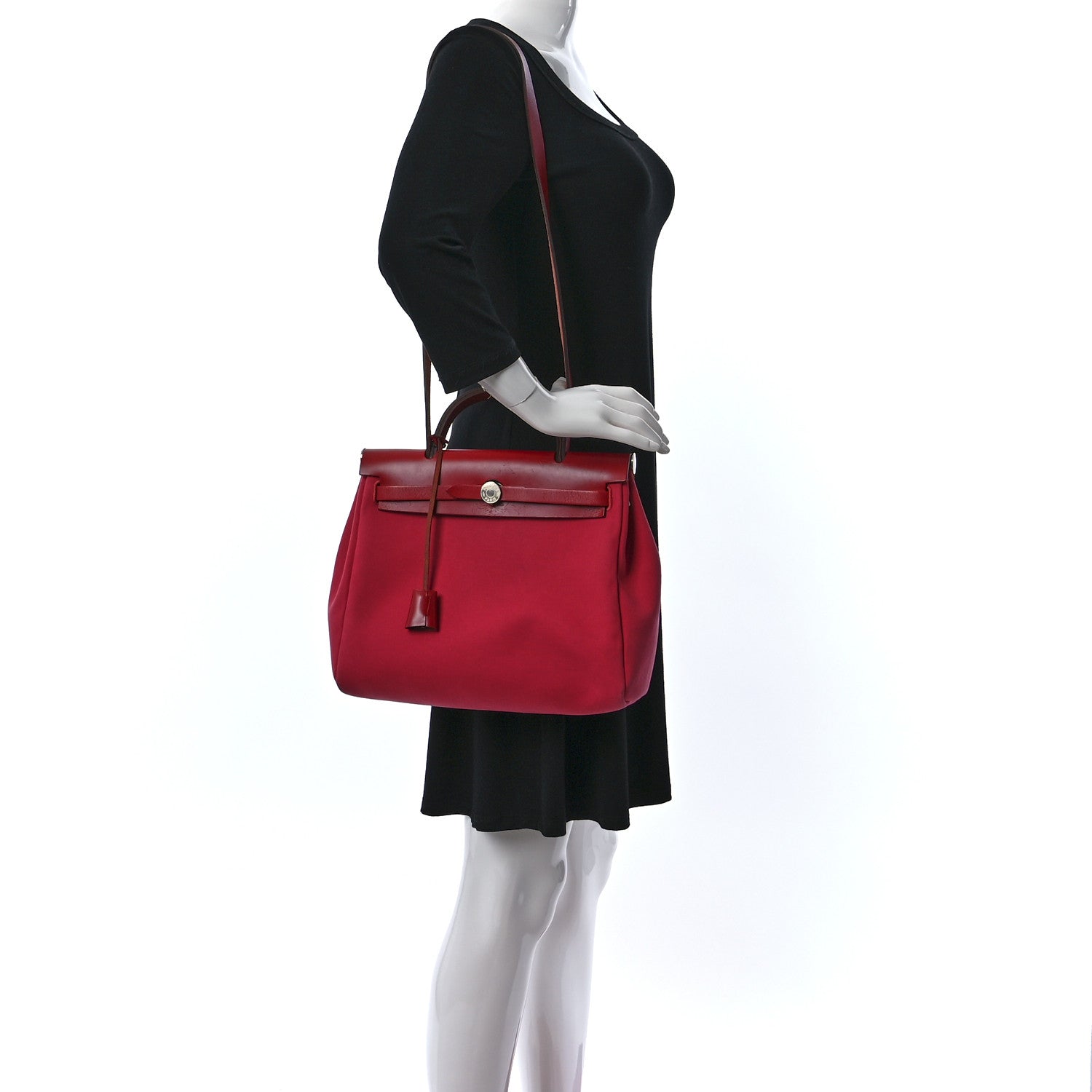 Hermes Toile Officier Vache Hunter Herbag Zip Retourne 31 PM Rose Extreme Rouge Venitien Rouge Piment 2 of 19