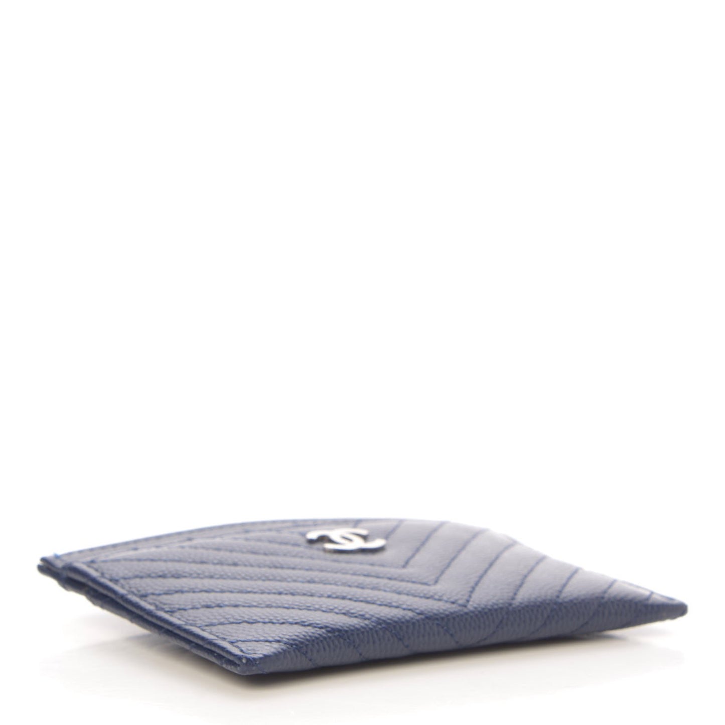 Caviar Chevron Quilted Card Holder Navy