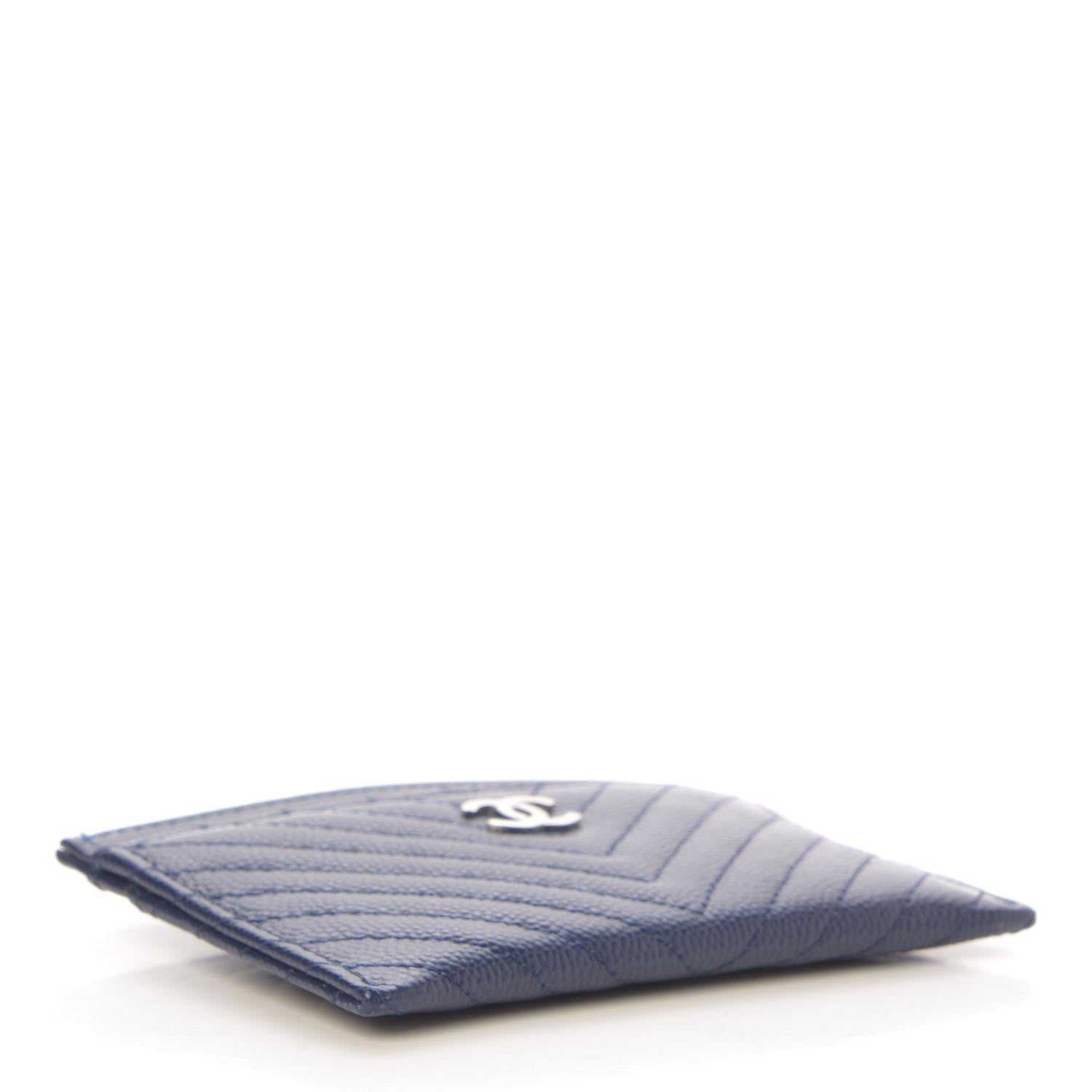 Chanel Caviar Chevron Quilted Card Holder Navy 4 of 9