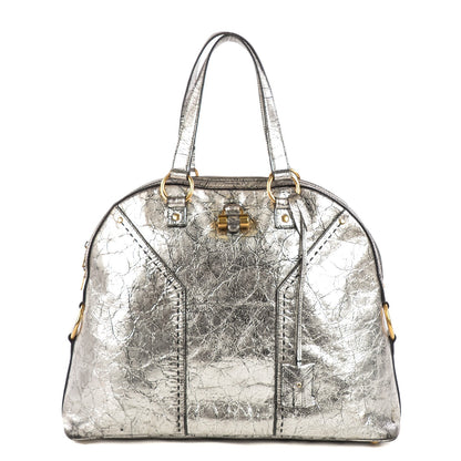Saint Laurent Crackled Calfskin Oversized Muse Silver 1 of 8