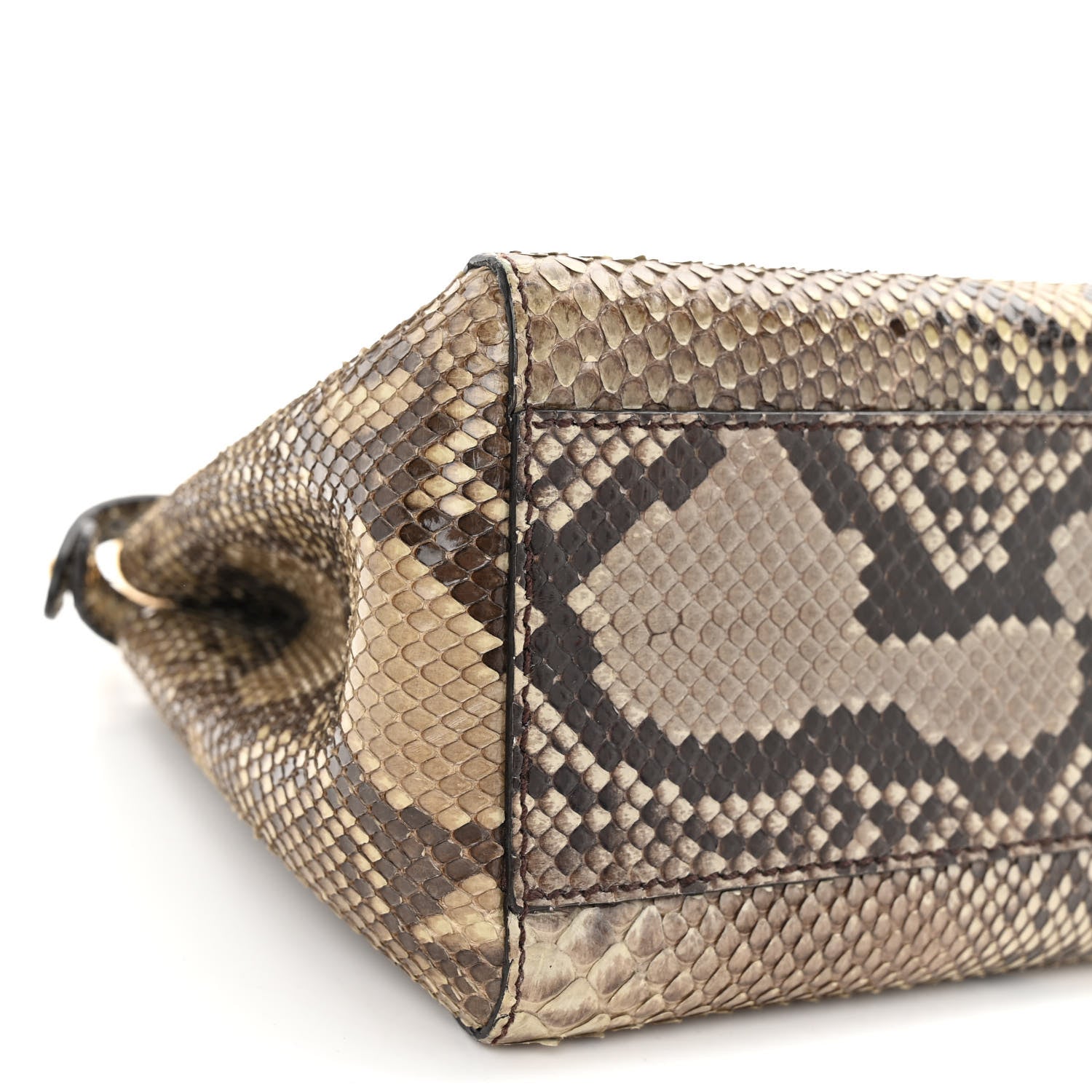 Fendi Snakeskin Camoscio Mini Peekaboo Iconic Satchel Asfalto Nocciola 9 of 10