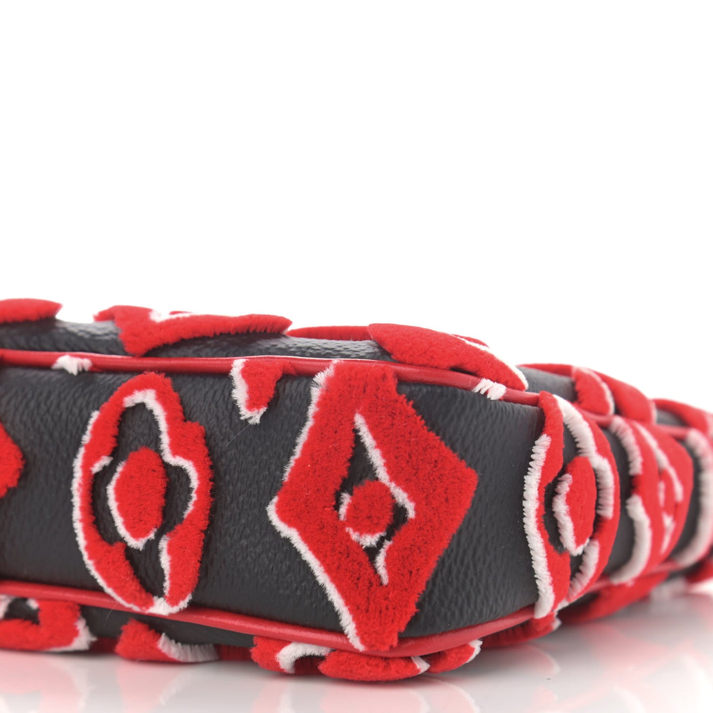 X UF Tufted Monogram Pochette Accessories Black Red