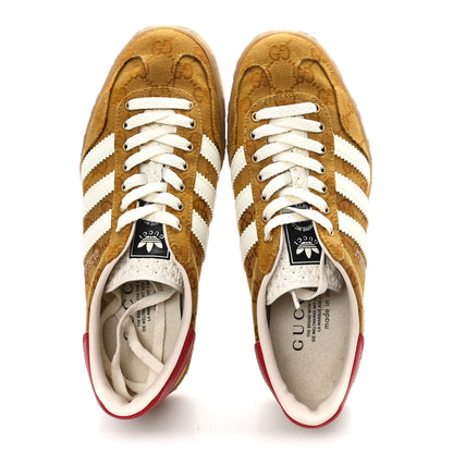 Gucci X ADIDAS Vintage GG Monogram Mens Gazelle Sneakers 7.5 Mid Natural Nut Off White 2 of 10