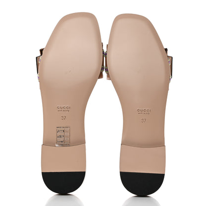 Gucci Calfskin Bamboo Buckle Sandals 37 Beige Multicolor 5 of 9