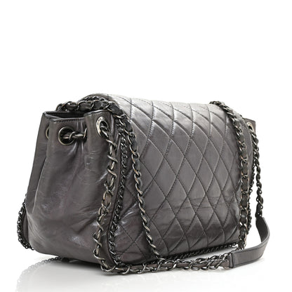 Chanel Calfskin Quilted Large CC Enchained Accordion Flap Grey 3 of 11