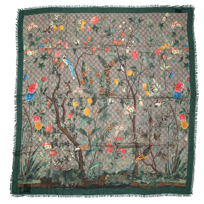 Gucci Modal Silk GG Monogram GG Tian Shawl Scarf Green Dark Green 1 of 6
